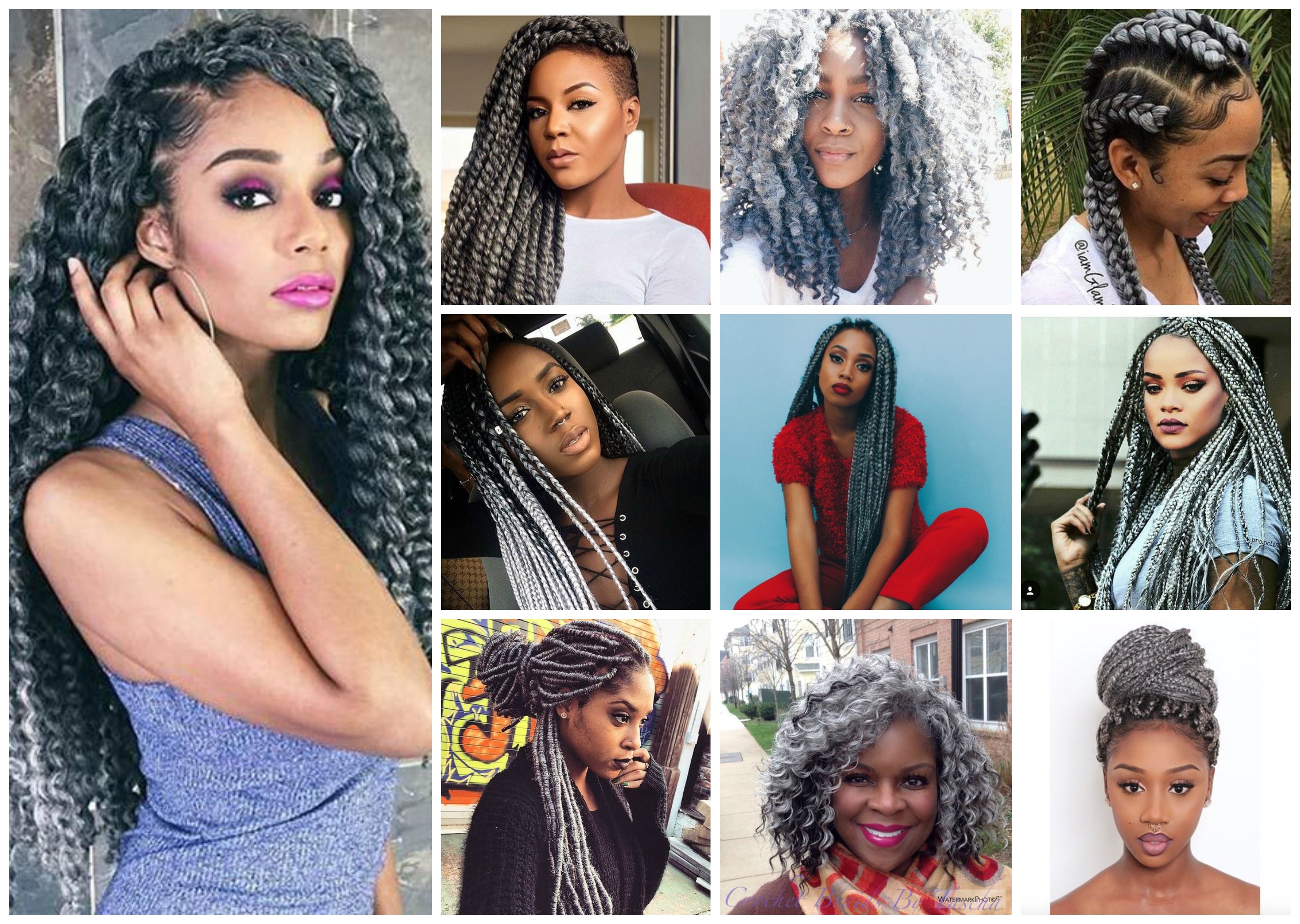 grey braids collage