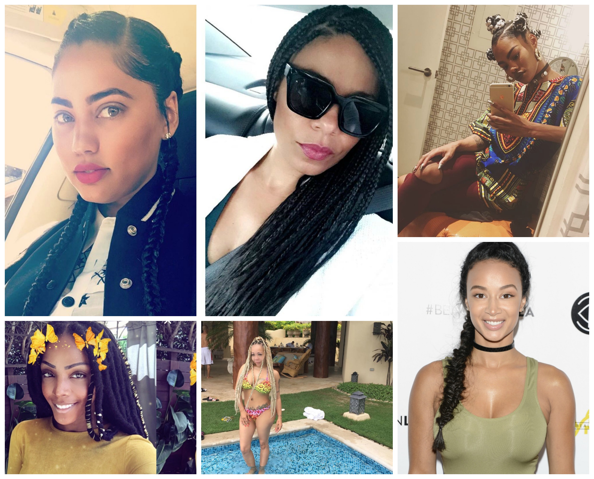 Big braids with decorations on celebs